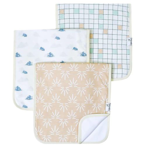 Copper Pearl Premium Baby Burp Cloths - 3-Pack Large Cotton Burp Cloths, Extra Soft Spit Up Rags with 3 Absorbent Layers, Perfect for Baby Boy and Baby Girl Gifts (21" x 10" Size, Sol Set)