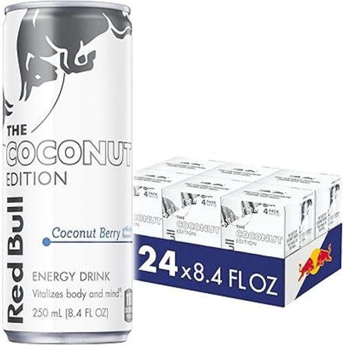 Red Bull Coconut Edition Energy Drink, Coconut Berry, with 80mg Caffeine plus Taurine & B Vitamins, 8.4 Fl Oz, 6 Packs of 4 Cans (Pack of 24)