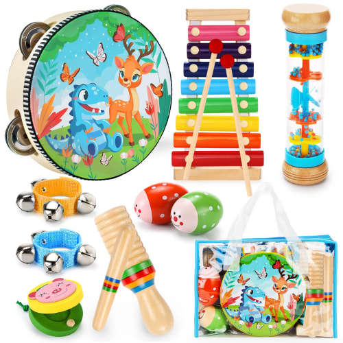 oathx Educational Wooden Musical Toys Percussion Xylophone Baby Music Kit for Toddlers