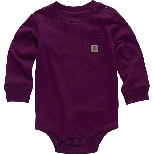 Carhartt Long-Sleeve Pocket Bodysuit, Plum Caspia, 6 Months