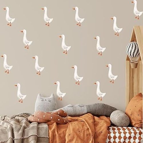 Goose Wall Decals - Animal Wall Stickersfor Kids Room,Removable Nursery Decor,DIY Cute Geese Playroom Living Room Murals
