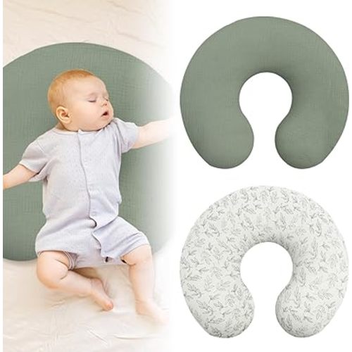 Lot de 2 housses de coussin d'allaitement en coton doux extensible pour bébé fille garçon nouveau-né