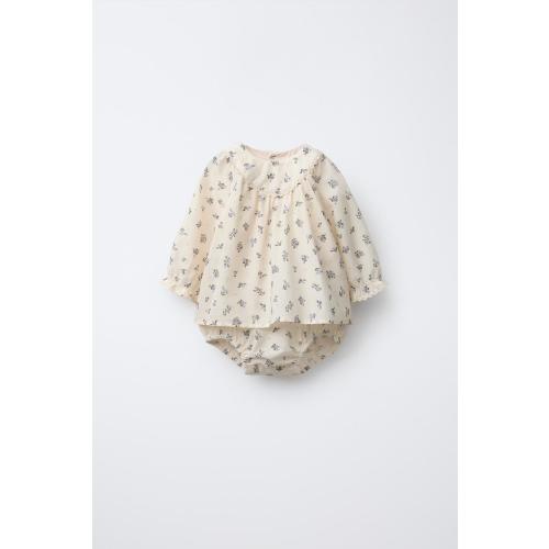 FLORAL PRINT BODYSUIT DRESS - Ecru | ZARA United States