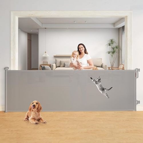 Momcozy Baby Gate 41'' Tall 118'' Wide 【Extra Wide】 for Large Opening Retractable Baby Gates for Child and Large Pets Safety Dog Gate for Stairs, Doorways, Hallways, Indoor, Outdoor