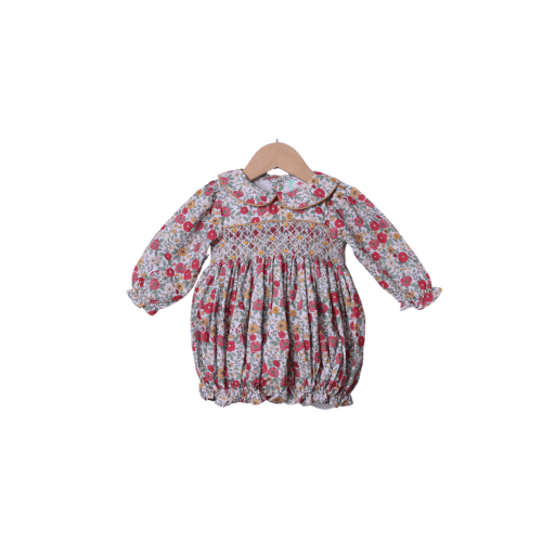Smocked Heirloom Fancy Fall Floral Bubble