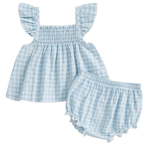 Mubineo Baby Girl Summer Clothes Cute Ruffle Tops Dress Shorts Outfits Set Infant Toddler Shrit Bloomers Princess Outfit