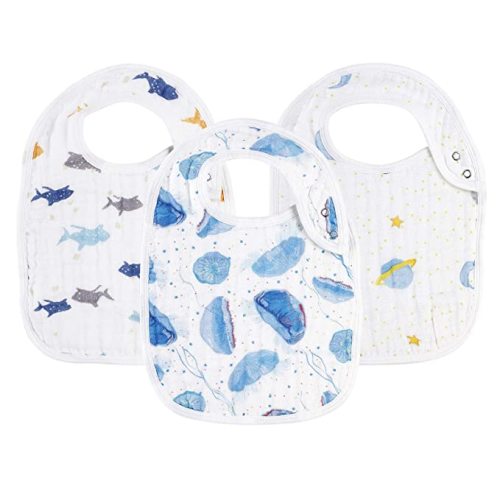 Snap Muslin Bibs for Baby Boys,100% Cotton Baby Bibs with 3 Absorbent & Soft Layers, Baby Boy Bibs for Infants,Newborns and Toddlers,Adjustable,Machine Washable,"Night's Dream"
