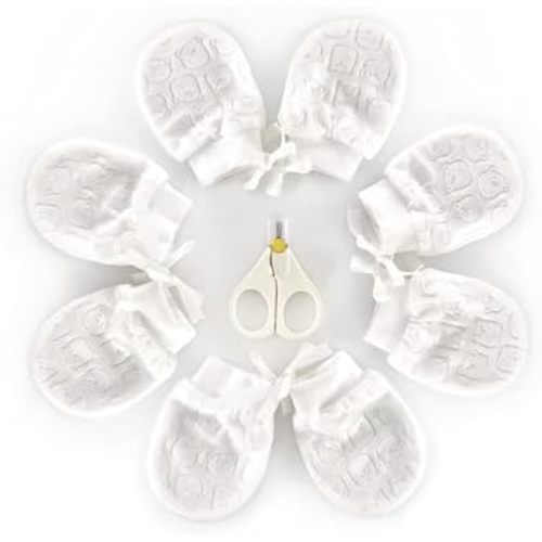 4Pairs Baby Mittens Newborn Set - No-Scratch, Breathable Baby Gloves for Boys Girls (0-6 Months)