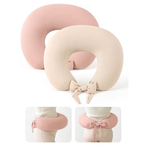 lulumoon Muslin Nursing Pillow Covers: Adjustable Strap for Stable Support | 2-Pack Soft Cotton Slipcovers Fitted for Breastfeeding & Bottle-Feeding Pillow - Safe Hidden Zipper for Baby Girls & Boys
