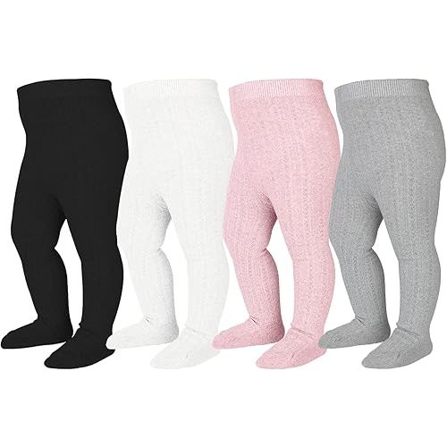 Mini angel Baby Tights Cable Knit Tights Baby Leggings Seamless Cotton Stockings Pantyhose 3/4 Pack for Infants Toddlers 0-5T