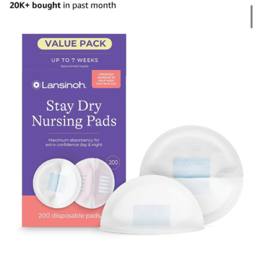Lansinoh Stay Dry Disposable Nursing Pads, Soft and Super Absorbent Breast Pads, Breastfeeding Essentials for Moms, 200 Count