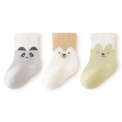 Rohuuque Baby Boy Girl Combed Cotton Socks Toddler Crew Sock Non-Skid for Newborn Infant Childrens 1 Year Gray