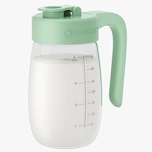 Breast Milk Pitcher Glass Resistant to Heat and Cold, 32 oz Leak-Proof Formula Storage Container with Wide Mouth, Milk Storage Bottle Container for Formula, Preparing Bottles, and Breastmilk Storage