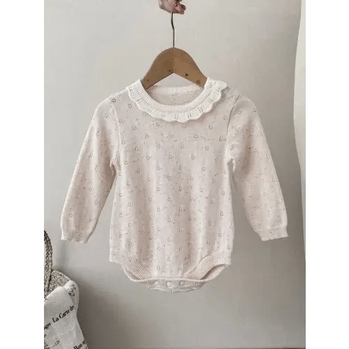 baby girls soft knit romper onesie long sleeve loose fit - Temu