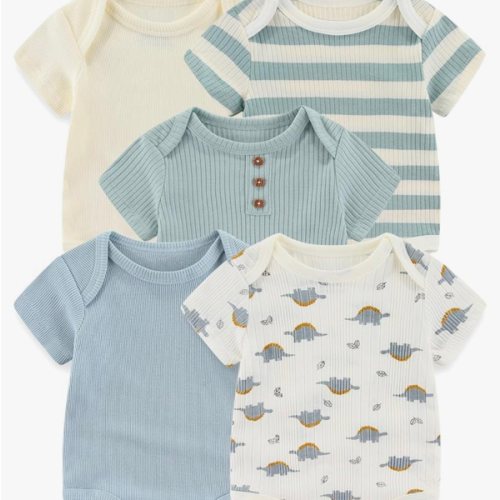 Baby Bodysuits Ribbed Mix Summer Newborn Boy Girl Clothes 5-pack