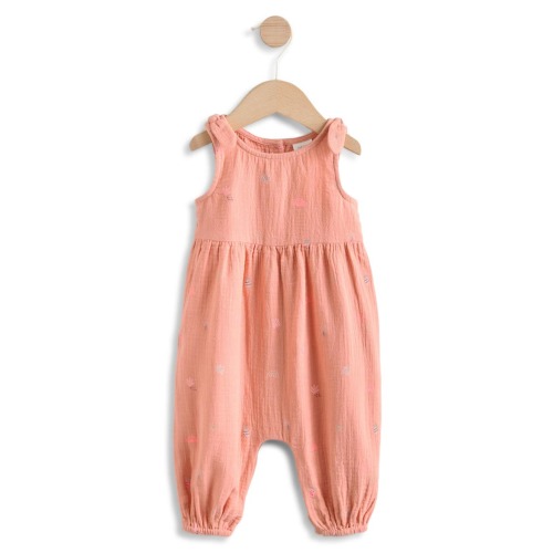 Embroidered Cotton Gauze Romper