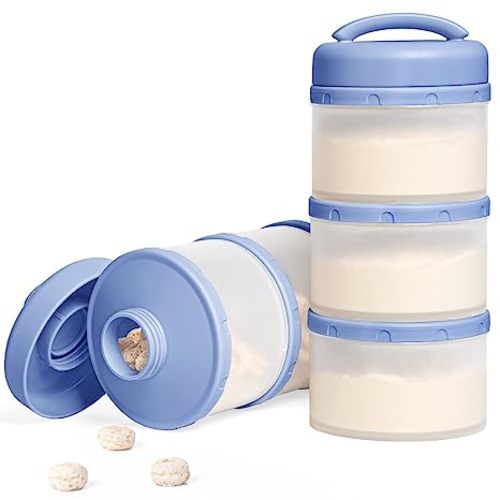 Termichy Stackable Formula Dispenser Portable Milk Powder Container, 2 Pack, Warm Grey