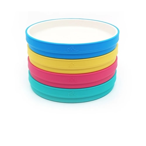 7.8"/20cm Porcelain White Non-Divided Plates with Silicone Sleeves