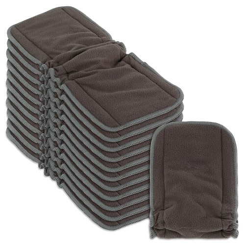 Naturally Natures Cloth Diaper Inserts 5 Layer. Charcoal Bamboo Reusable Diaper Liners with Gussets (Pack of 12)