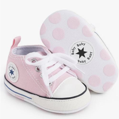 Unisex Baby Girls Boys Canvas High-top Shoes, Newborn Infant Anti-Slip Soft Sole Frist Walking Breathable Sneakers