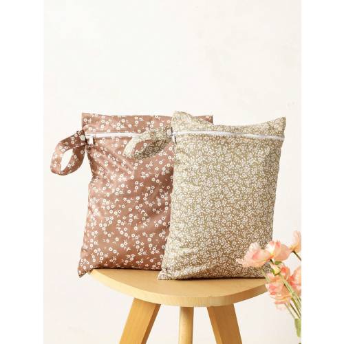 2pcs Floral Waterproof Tote Bag, Beach Wet Bag, Baby Shower Party Home Decor Gift