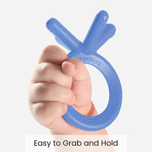 Comotomo Silicone Baby Teether, Blue, 1.75x1.75x3 Inch (Pack of 2)