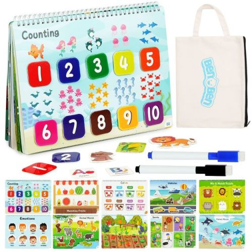 BenBen Montessori Busy Book for Toddlers 3+, Preschool Learning Activities 30 Themes for Boys Girls