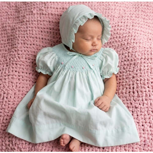 Mint Floral Smocked Dress