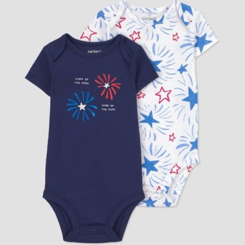 Carter's Just One You® Baby 4th of July 2pk Short Sleeve Bodysuit - Navy Blue/White 9M