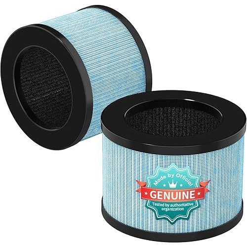 2-Pack VOOPNU JH12 Replacement Filter, 4-Stage H13 True HEPA&Efficiency Activated Carbon, for up to 99.97% of Pet Hair, Smoke, Harmful Particles and Common Household Pollutants, Stander Version, Blue