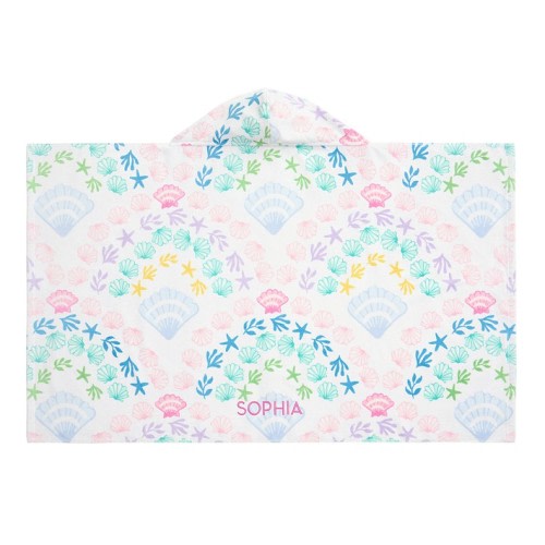 Seashell Scallop Kid Beach Hooded Towel UPF 50+