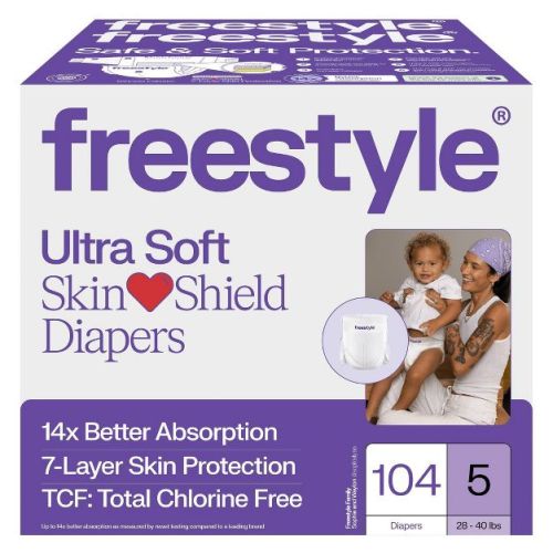 Freestyle Hyper Absorbent Ultra Soft TCF Baby Disposable Diapers - Size 5 - 104ct