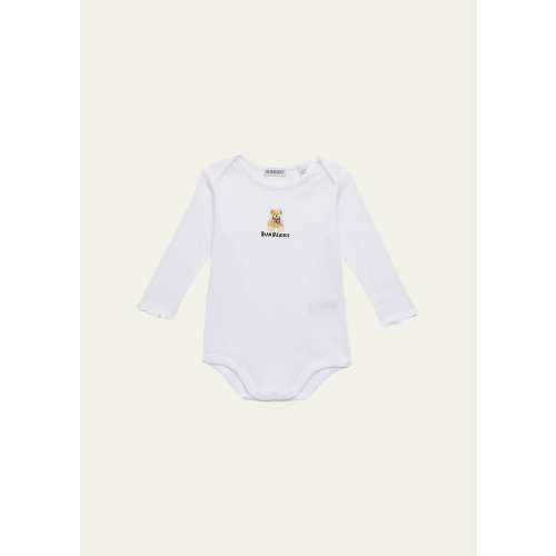 Kid's Annie Bear Pointelle Bodysuit with Lettuce Edges, Size Newborn-18M