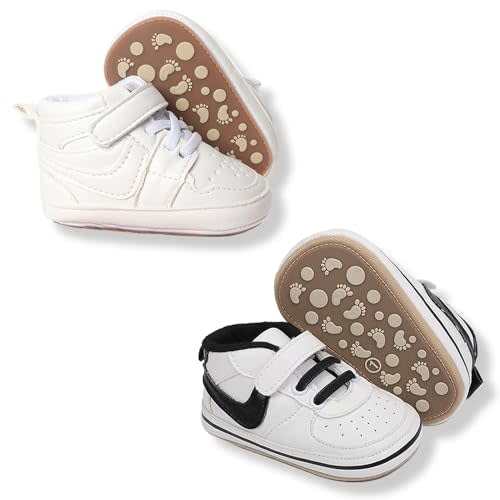 Clowora Unsex Baby Shoes Boys Girls Infant Sneakers Non-Slip Soft Rubber Sole Toddler Crib First Walker Lightweight Shoes