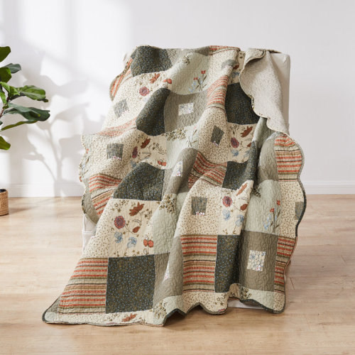 Greenland Home Fashions Sedona Patchwork Print 100% Cotton Reversible Quilted Throw & Reviews | Wayfair