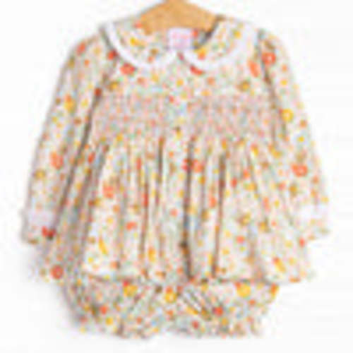 Bushel of Buds Smocked Bloomer Set, Orange – Stitchy Fish