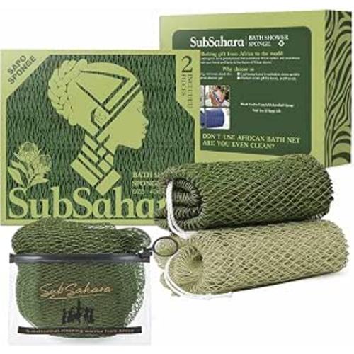 SubSahara African Net Sponge, 2 Pack 45-Inch Exfoliating Bath Scrubber