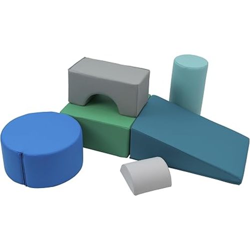 FDP SoftScape Playtime and Climb Multipurpose Playset for Infants, Toddlers 10m-2yrs; For Crawlers and Little Builders, Learn Gross Motor Skills at Home or Daycare (6-Piece)- Contemporary, 12364-CT