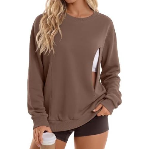 Ficerd Nursing Sweatshirt for Breastfeeding Loose Fit