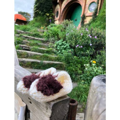 Hobbit Feet Baby Booties, Hand Knit, Customizable Halloween Costume