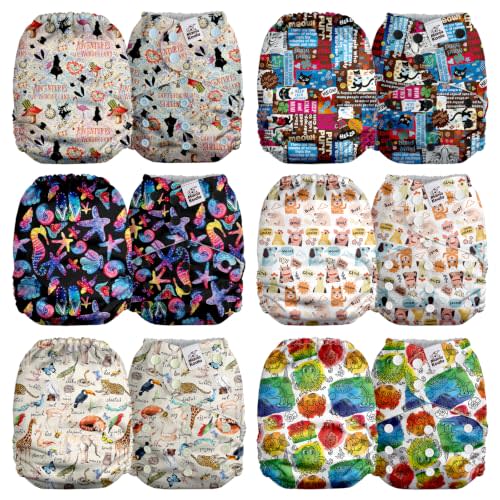 Mama Koala 2.0 Cloth Diapers for Babies, 6 Pack Pocket Shell Only (NO Inserts) - One Size Washable and Reusable Pocket Diapers for Newborns and Toddlers - 26003