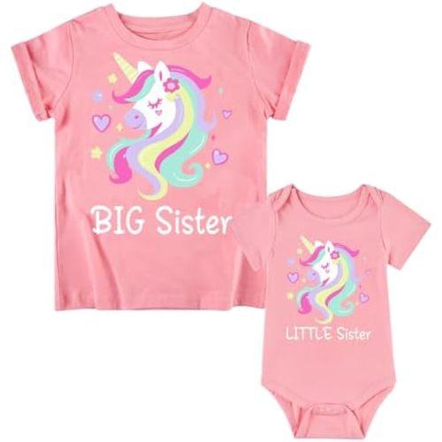 Funnycokid Sibling Matching Outfits Big Brother Sister Toddler T-Shirt Suit