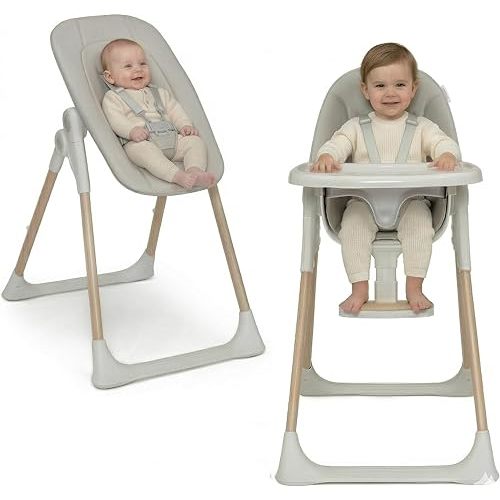 Delta Children Duet 2-in-1 High Chair and Infant Seat - Dishwasher Safe Meal Tray - FSC-Certified Wood, Taupe