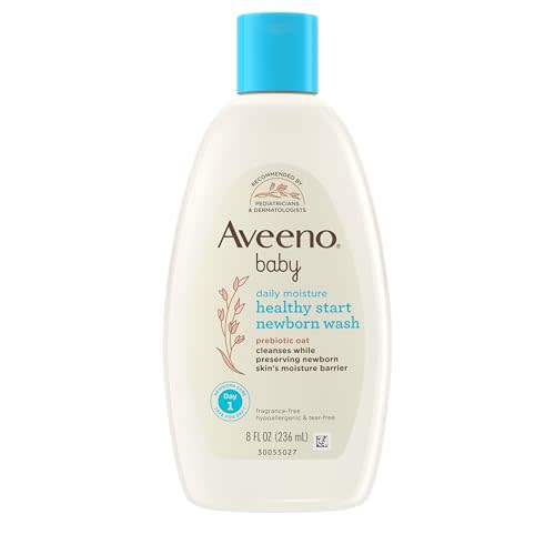 Aveeno Baby Healthy Start Nourishing Newborn Wash, Hypoallergenic Baby Body Wash with Prebiotic Oat Gently Cleanses Delicate Newborn Skin, Fragrance-Free, Tear-Free, Paraben-Free, 8 fl. oz