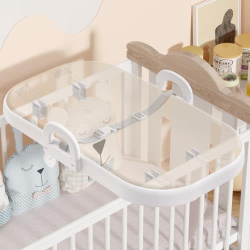 Xaproo Eva Baby Changing Pad, 2-in-1 Soft Changing Pad for Crib & Dresser | Waterproof & Wipeable Diaper Changing Pad, Adjustable Crib Clips, Non-Slip Changing Table with Safety Strap & Side Handles