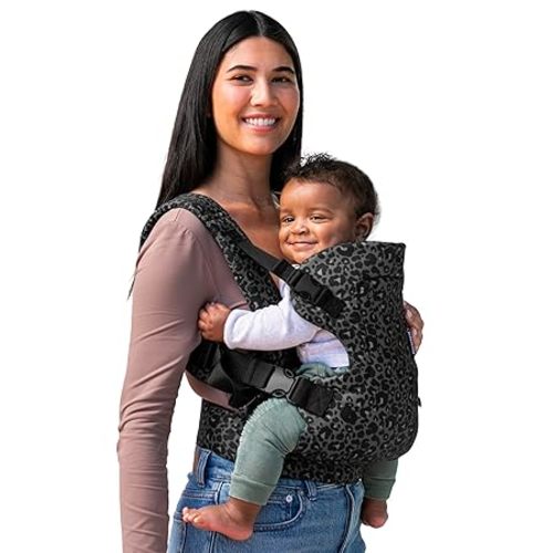 Infantino Flip 4-in-1 Convertible Baby Carrier, Adjustable, Ergonomic Hands Free Babywearing, Registry Essential, Carrier for Newborn to Toddler, Black & Gray Leopard