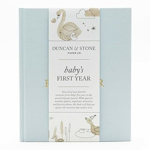 Baby First Year Book - Heirloom Keepsake Baby Memory Book to Record Important Milestones, Photos & More - Pregnancy Books (Sky Blue,112 Pages)