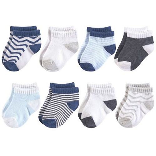 Luvable Friends Baby Boy Fun Essential Socks, Gray Blue Chevron, 12-24 Months