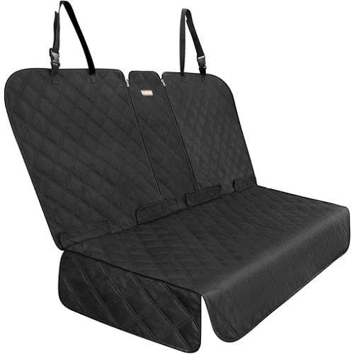 Back Seat Cover 60/40 Split Bench for Cars,Trucks,SUVs - Waterproof Easy Cleanup Car Seat Protector Great for Messy Kids and Drooling Pet Dogs(Black)