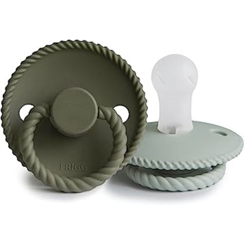 Frigg Rope SilkySoft Silicone Baby Pacifier | Made in Denmark | BPA-Free (Olive/Sage, 0-6 Months)